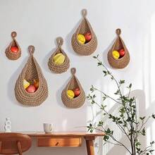 Handwoven Hanging Wall Fruit Vegetable Basket Organizer Container Decor for Kitchen Garden Mount Wall Plant Flower Onion Storag - XXL - Ver 3