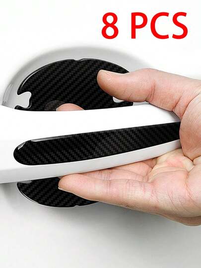 8 miếng bảo vệ tay nắm cửa bằng sợi carbon – Màng chống trầy xước, phù hợp với mọi loại xe, bảo vệ lớp sơn xe.