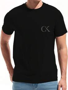 Camiseta de manga corta 100% algodón para hombre - Diseño gráfico de estampado de París y letras en el pecho, camiseta ligera y transpirable de verano con cuello redondo estilo francés, adecuada para uso en exteriores, camiseta básica casual de cuello redondo para uso diario y ocasiones especiales - Negro - Ver 1