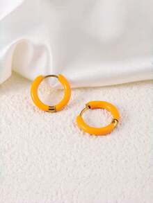 1 pieza Pendientes colgantes de la serie colorida de acero inoxidable, joyería versátil y de moda para mujeres - Joyería de encanto lujosa para mujer, adecuada para uso diario y de fiesta - Multicolor - Ver 6