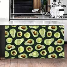 1pc, Home Decor, Avocado Pattern Printed Table Skirt, Kitchen Small Curtain, Kitchen Cabinet Cover, With Curtain Holes, Easy To Hang, Rectangular, Machine Woven, Machine Washable, Kitchen Decoration And Accessories, Perfect For Kitchen Cabinets And Home Decor - Multicolor - View 3
