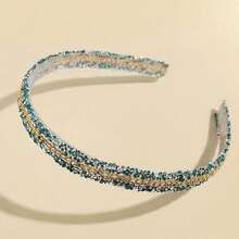 1pc Sparkling Gold Headpiece, Chain Hair Hoop, Sweet & Versatile For Going Out, Birthday, Bangs Styling, Elegant Resin Rhinestone Hair Accessory, Valentine's Day Gift, Birthday Gift Hairband Headband - Green - View 3