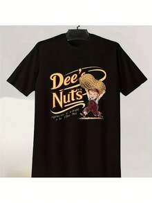 Men's Humorous T-Shirt 'Dee's Nuts' - Vintage Style Graphic Tee Featuring The Dee Snuts Character, Available In Large And Tall Sizes, Easy To Wash Casual T-Shirt, Ideal For The Gym, Travel, And Theme Parties - Excellent Gift Idea - 黑色 - 查看 6
