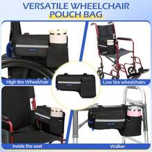 Upged Wheelchair Ide Bag With Cup Holder Wheelchair Art Pouch For Walker Wheelchair Acceorie A Bag - Black - View 5