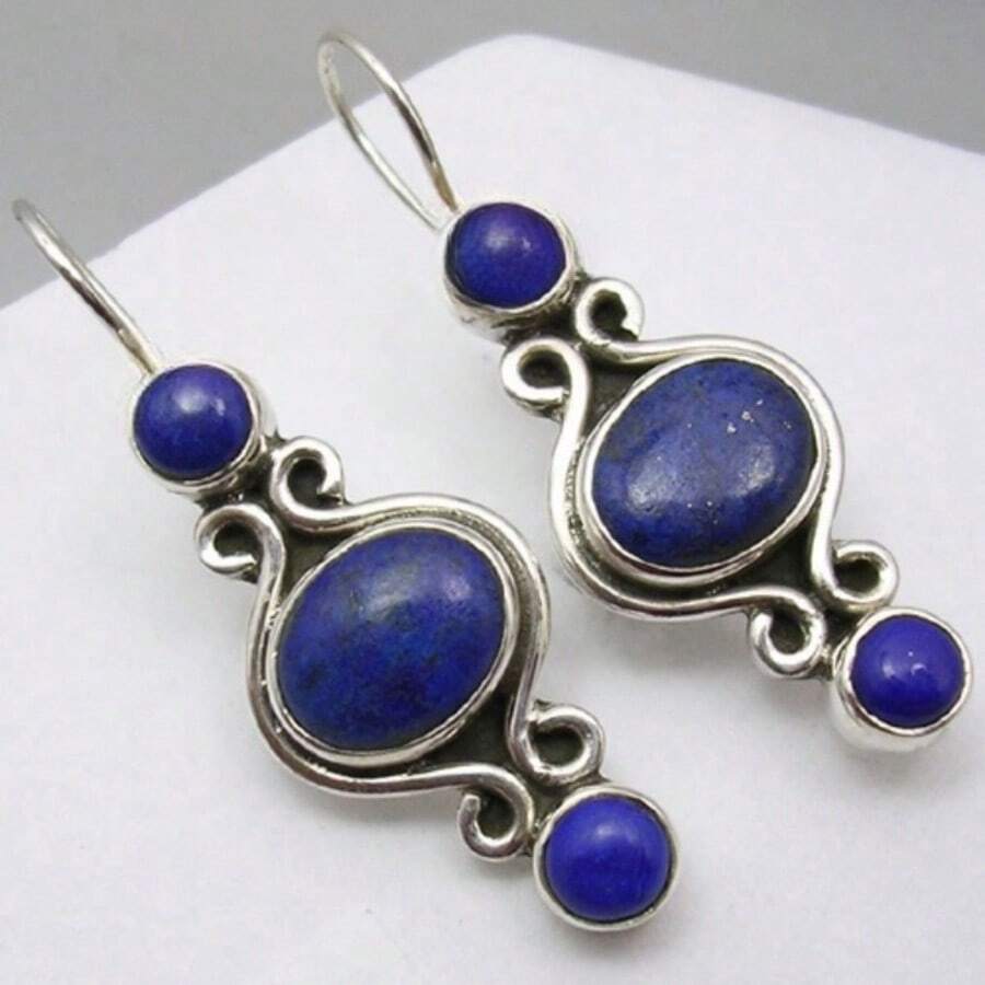 1 Pair Handmade Copper Bohemian Style Earrings, Jewelry Accessories Suitable For Daily Wear And Festivals - Silver - View 1