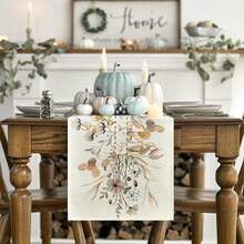 Wildflower & Leaf Decor Table Runner, Suitable For Spring, Summer, Autumn, Winter, Indoor And Outdoor Home Decor And Party Decoration - Multicolor - View 11