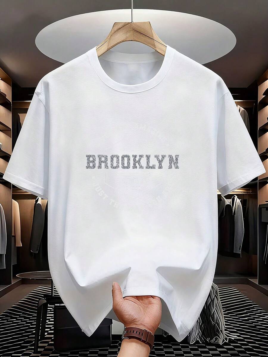 Camiseta unisex de manga corta, YOU ARE AMAZING Diseño Original, Camiseta de manga corta para hombre de Brooklyn - Estilo geométrico vintage, estampado de texto en relieve, encanto único de la ciudad de Nueva York.| Moda Urbana de Verano| Disponible en negro clásico, blanco, azul marino, playeras hombre, spiderman, ,  mujer, romwe men, boho chic, regalos para maestras, camiseta para mujer, conjuntos curvy para mujer, y2k. - Blanco - Ver 1