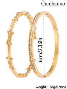 Camhanno 2 chiếc vòng tay nam bằng thép không gỉ kiểu gai rỗng, phong cách đường phố, thích hợp để đeo hàng ngày. - Nhiều màu - Xem 2
