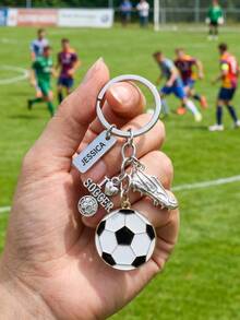 1pc Personalized Soccer Keychain,Custom Text,Keyring Football Keyring Keychains Sports Accessory With Key Ring Lucky Charm Gift Idea For Men And Women Football Fans,Custom Soccer Jewelry, Gift For Soccer Player - Multicolor - View 4