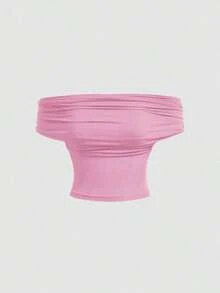 MOD Camiseta de tirantes ajustada de un solo color con 3 formas de usar para mujeres - Rosa coral - Ver 7