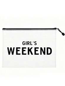 多色防水时尚网布沙滩包，印有“Glrl's Weekend”字样的彩色化妆包，沙滩主题。大容量透明化妆包，带尼龙拉链的洗漱包 - 轻便，可收纳防晒霜、零食、比基尼和沙滩必备品。春夏收纳，非常适合游泳和沙滩活动。 - 彩色 - 查看 14