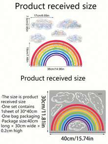 1pc PVC Removable Waterproof Sticker, Rainbow Cloud Colorful Window Stickers, Home Decor For Living Room Window Glass - one-size - View 5