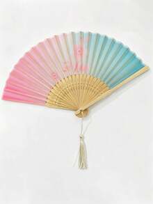 Leque de Mão Dobrável Estilo Chinês Vintage com Degradê, Leque de Borla de Bambu Sakura Elegante, Leque de Mão de Seda Retrô Portátil para Senhoras, Acessório de Resfriamento de Verão, Prop de Fotografia, Presente de Festa, Casamento, Aniversário, Festival, Cosplay, Decoração Doméstica, Uso Diário, Passeio, Viagem, Praia, Atividade ao Ar Livre - Multicolorido - Visão 8
