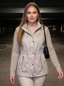Women's Suede Parka Coat, Lined, Comfortable Style, Winter Jacket, Fleece Overcoat - Màu be - Xem 4