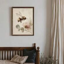 1pc Framed/Unframed Vintage Beed Floral Cottagecore Canvas Poster Cozy Botanical Insect Rustic Wall Art Print Minimalist Farmhouse Decor Retro Scroll Painting For Dorm,Office,Living Room,Modern Home Decoration - A - View 7