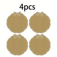 1/2/4pcs, Festive Bow Fabric Placemat, Suitable For Wedding Party Table Decoration Placemat, PVC Hot Stamping Placemat Simple Fashion Table Mat, Coffee Machine Mat, Non-Slip Heat Insulation Mat, Suitable For Wedding Parties, Festive Celebrations, Picnic Camping, Birthday Banquet Table Decoration Placemat - Multicolor - View 14