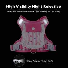 小型中型犬防拉狗胸背帶 – 柔軟加墊反光背心，2個牽繩扣，可調節 - 霧霾藍 - 查看 3