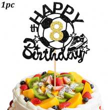 1件/3件装足球主题生日蛋糕装饰 - 闪光蛋糕插牌，足球鞋设计，适合生日派对用品 - 彩色 - 查看 12