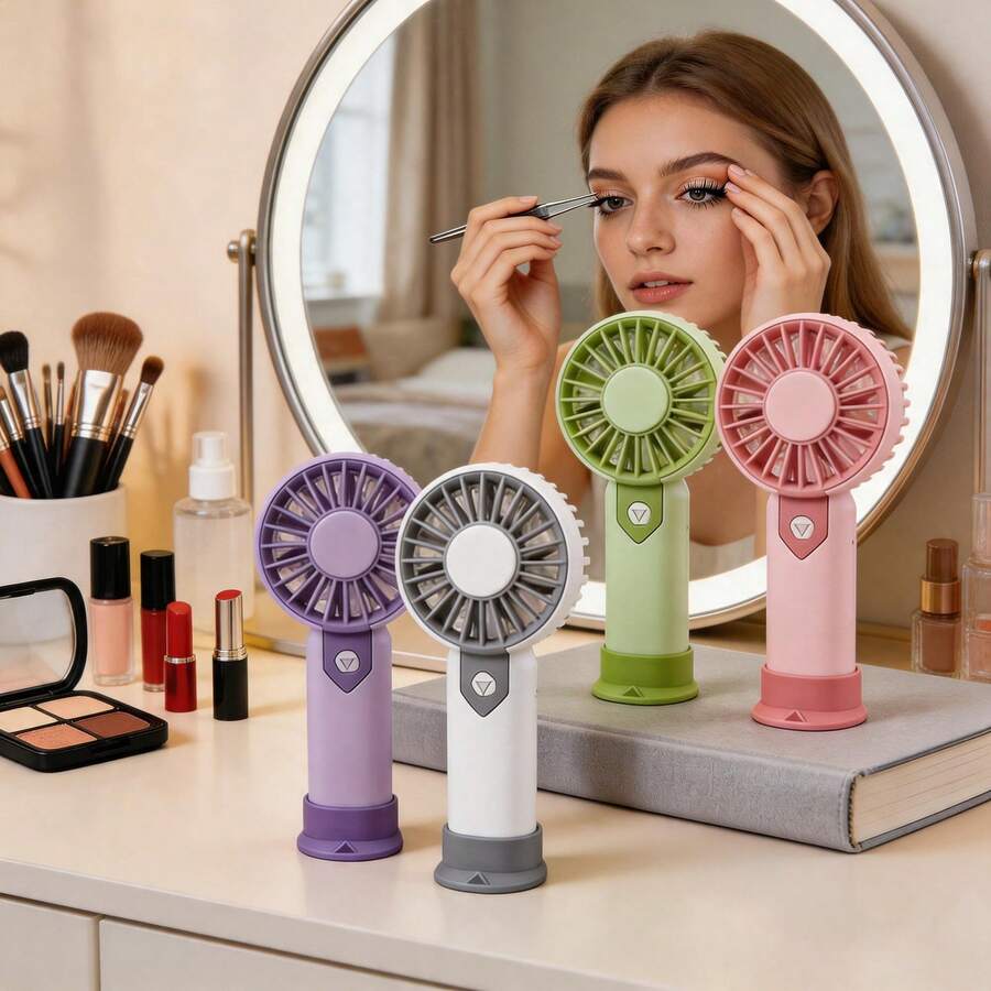 AOYI Mini Hand Fan Portable, Rechargeable Personal Handheld Fan, 3 Wind Settings, 300mAh Battery, Makeup Lash Drying Fan, Summer Essentials, For Women, Home, Office, Travel, Vacation, Work, Sturdy - Desktop Fan - View 1