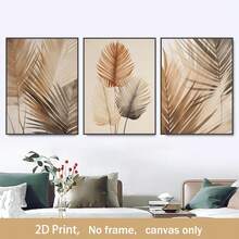 Bộ 3 tranh in trên vải không khung, tông màu trung tính, họa tiết lá cọ nhiệt đới, tranh nghệ thuật trang trí nhà cửa theo phong cách nông trại hiện đại, phù hợp cho phòng khách, phòng ngủ, phòng ăn hoặc văn phòng, món quà tân gia tuyệt vời. - A - Xem 5