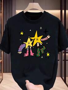 Camiseta de manga corta para hombre\Nueva colección Primavera/Verano 2026\Prenda diaria suave y transpirable, estilo casual, ropa de verano, diseño estampado, tela ligera, esencial para fiestas. - Negro - Ver 12