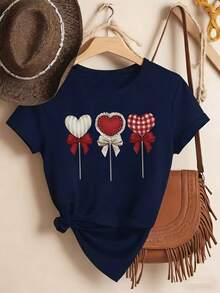 Camiseta de Cuello Redondo para Mujer, Nueva Blusa de Verano para Uso Diario - Blanco - Ver 5
