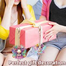 6 piezas Kit de pintura de diamantes DIY de hada llavero - Vibrante de doble cara, colgante acrílico hecho a mano con formas de diamante únicas - Excelente para decoración del hogar, decoración del jardín, recuerdos de fiesta, accesorios para mochilas | Llavero decorativo | Formas surtidas, Kit de arte de diamantes - Ver 5