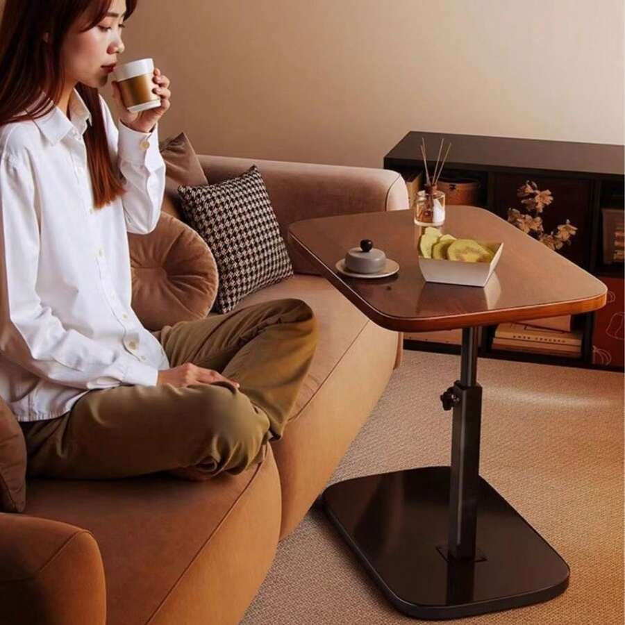 可调节升降咖啡桌 - 多功能移动边桌，适用于沙发、卧室、小空间，易于移动，现代设计 - 彩色 - 查看 1