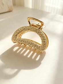 1pc Women's Small Gold-Plated Hair Claw Clip, Princess Style Half-Up Hairstyle Accessory, Suitable For Casual, Holiday, Wedding, Bridesmaid - Gold - View 9
