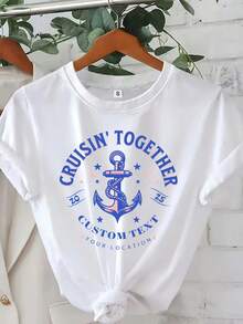 Camisetas Personalizadas para Cruceros Familiares o de Grupo, Camisetas a Juego para Viajes en Barco, Camisetas Retro de Gran Tamaño para Vacaciones - Blanco - Ver 1