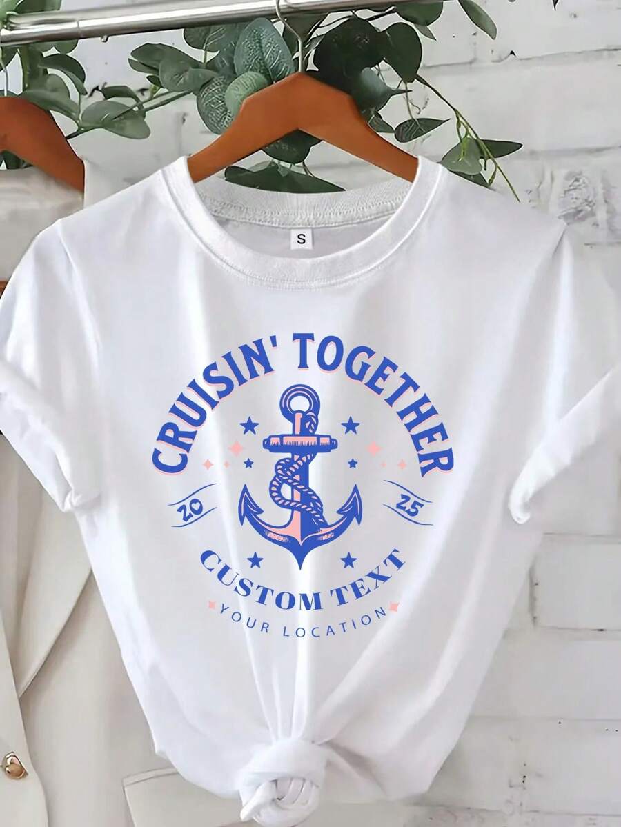 Camisetas Personalizadas para Cruceros Familiares o de Grupo, Camisetas a Juego para Viajes en Barco, Camisetas Retro de Gran Tamaño para Vacaciones - Blanco - Ver 1