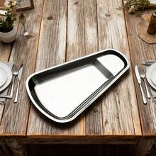 Bandeja de metal elegante, plato multifuncional para almacenamiento de alimentos, adecuado para aperitivos, frutas, postres, bandeja de exhibición de mesa linda, perfecta para cocina, comedor, fiestas, almacenamiento de encimera en espacios pequeños, creando un ambiente de comedor ordenado y organizado, regalo para entusiastas de la decoración del hogar, regalo de Navidad y Acción de Gracias - Multicolor - Ver 9
