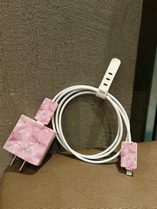 Funda protectora de cable de carga con lazo rosa, compatible con iPhone 16/17, 15 Pro, 14 Pro Max, 13, 12, 11 - Cubierta protectora de datos duradera de TPU - Multicolor - Ver 4