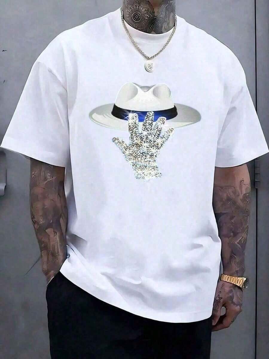 Classic T-Shirt, King Of Pop, Men's Rock Fashion T-Shirt, Punk T-Shirt, Great Value 100% Cotton T-Shirt, Ideal Gift For Fans, Perfect Gift For Men And Women, Graphic T-Shirt, Music - 白色 - 查看 1
