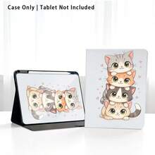4件套可爱猫咪爱心图案翻盖平板电脑保护套，带笔槽，兼容三星A9/A9+/S9/S9FE/A11/A11+/S11/S10 FE/S10 FE+/S10 Lite，具备自动休眠/唤醒功能，是返校、情人节、节日的理想礼物。 - 彩色 - 查看 8
