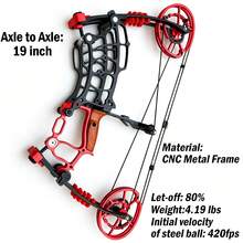 BROWNDATE New Metal Compound Bow, 30-70LBS Adjustable, Arrows & Steel Balls Dual Compatible, 25-30" Draw Length, Left/Right Hand Avalible, CNC Metal Short Axle 19" Design For Beginners & Adults Outdoor Practice Training Archery Equipment, Precision & Stability - (Black and Red) Pro Dual-purpose Bow - Bare Bow Set - View 11