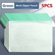 Bolsa de malla con cremallera A3/A4/A5/A6, bolsa para documentos, carpetas de archivos con cremallera impermeables, estuche para lápices, bolsas de almacenamiento, suministros escolares y de oficina, 5 uds. - Blanco - Ver 9