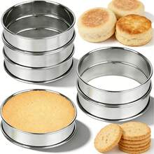 6pcs/12pcs Stainless Steel English Muffin Rings, Baking Crumpet Rings, Non-Stick Round Cake Rings, Metal Pastry Donut Mold For Dessert Food Preparation Tools - View 1