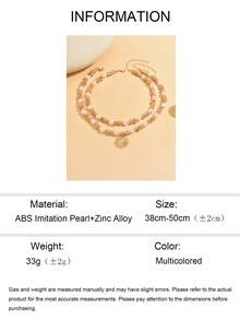 2pcs/Set Vintage Design Asymmetric CCB Faux Pearl Beaded Necklace With Sunburst Pendant, Fashionable Versatile Necklace Jewelry For Women, Suitable For Daily Wear, Shopping, Party, Length Adjustable - Multicolor - View 5