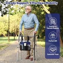 Walker Bag Walker Baket For Folding Walker With Cup Holder 7 Pocke With Adjutable Trap Rope Foldable Walker Acceorie For Enior Blue And Black - EBlue Black - View 7