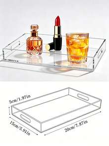 Transparent Acrylic Extra Large Tray With Handle, Acrylic Tray For Holding Food, Drinks, Snacks And Appetizers, Rectangular Tray, Coffee Table Tray, Acrylic Makeup Storage Box, Acrylic Entertainment Tray, Suitable For Fruits, Cookies, Desserts, Snacks, Reusable - Transparent - View 9