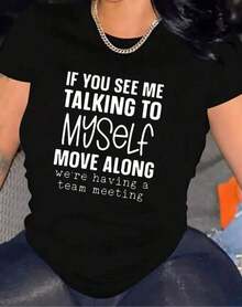 Camiseta de Mujer con Cuello Redondo, Cómoda, de Manga Corta, Mezcla de Algodón, Suave y Transpirable, Ropa de Mujer para Verano y Primavera, Moda Urbana - Ligera - Negro - Ver 11