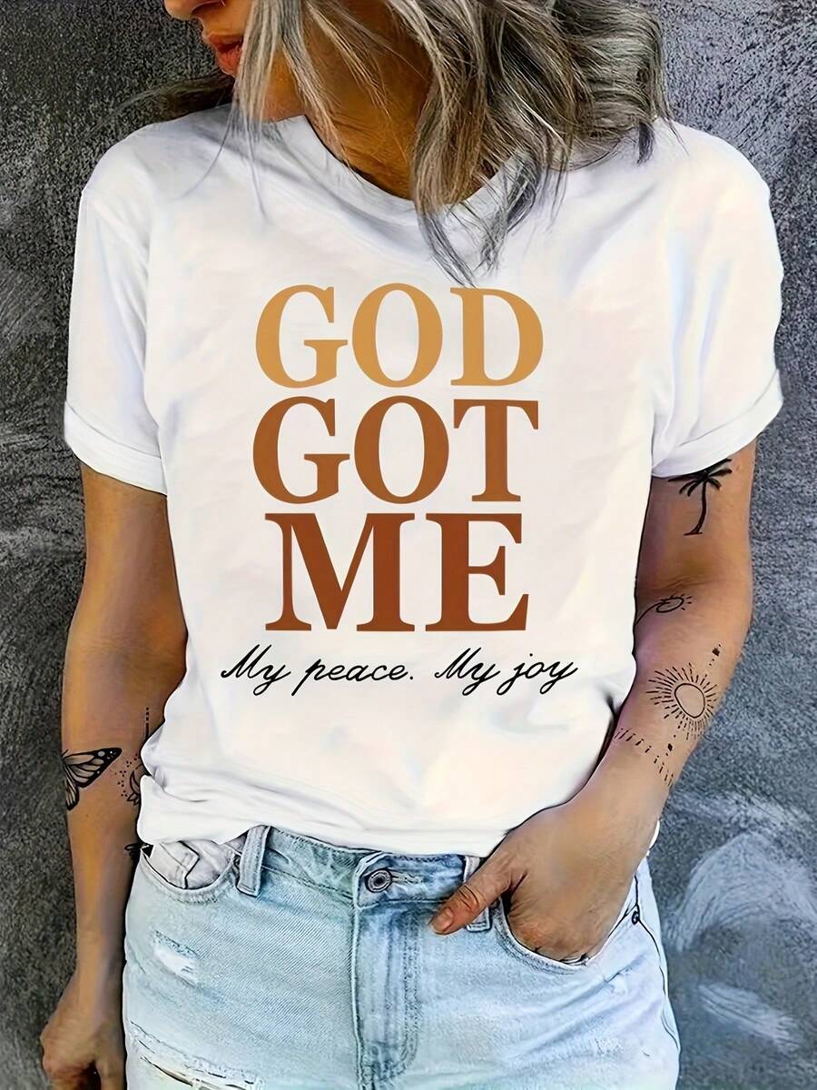 Camiseta con Estampado "God Happy" - Blanco - Ver 1
