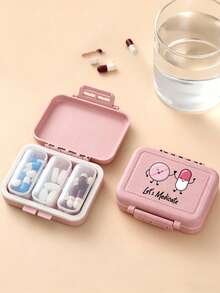 Portable Compartment Pill Box, Travel Pill Storage Box With Cartoon Pill Smiling Face Pattern, Lightweight Sealed Moisture-Proof Medical Storage Container For Pills, Vitamins, Supplements And Medicines, Perfect For Daily Use, Travel, Vacation, Family And Outdoor Emergency Use, Suitable For Families - Multicolor - View 4