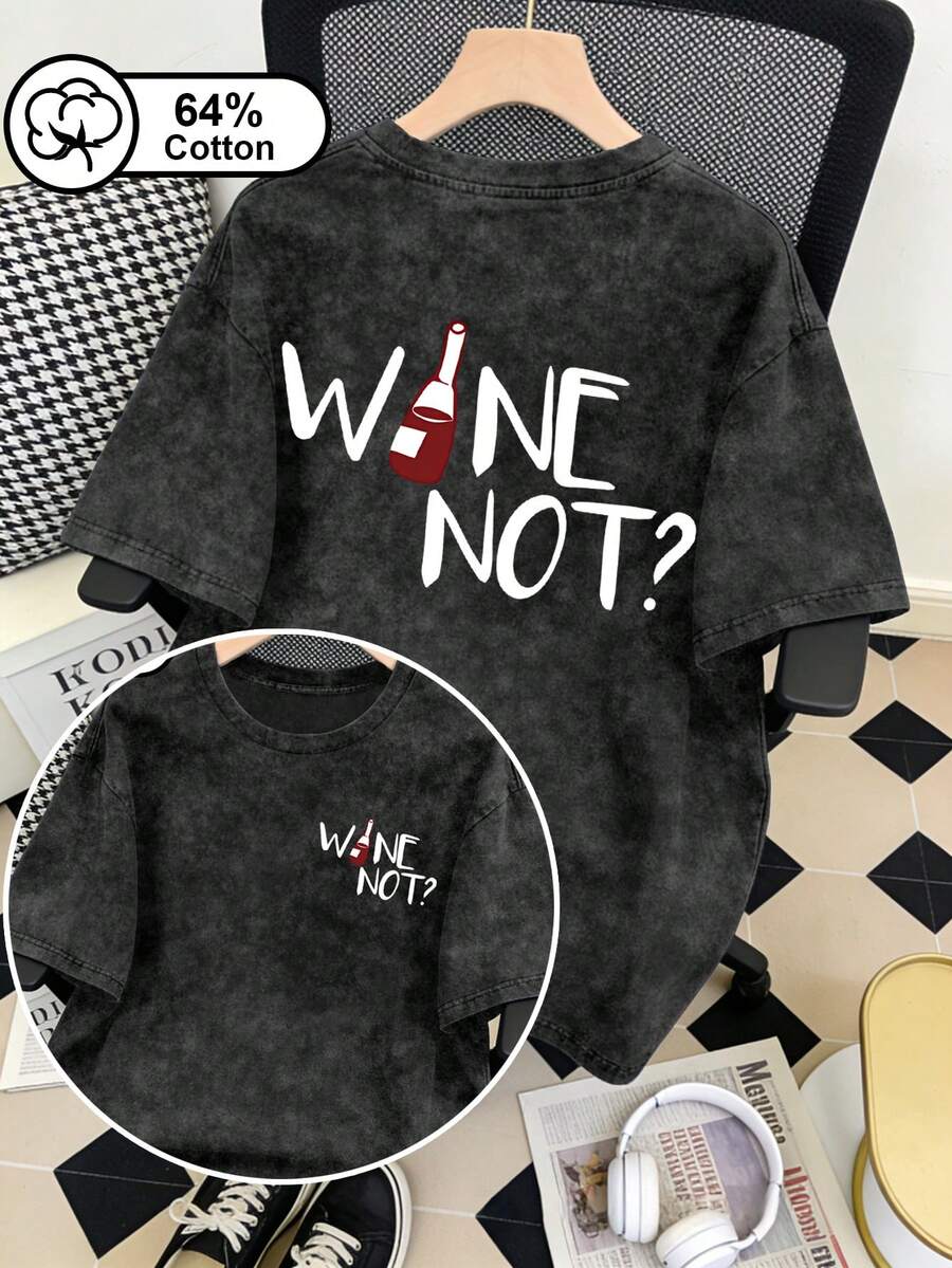 Áo thun nữ cỡ lớn kiểu vintage họa tiết bông tuyết, in hai mặt màu rượu vang, cổ tròn, tay ngắn, kiểu dáng thường ngày, thích hợp mặc mùa hè. Màu đen. - màu đen - Xem 1