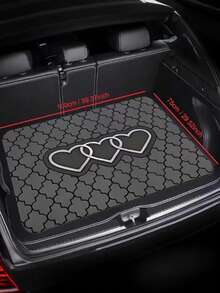 4pcs Black & Gray Geometric Heart Car Floor Mats | 2D Flat Design, Durable All-Weather Polyester Material, Easy To Clean | Suitable For Sedan & SUV, Fashionable Interior Accessory, Perfect Gift - A - View 10