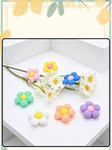 7 pièces Décorations de chaussures en forme de fleurs colorées pour les filles, épingles de chaussures mignonnes pour les accessoires de sandales, cadeaux de fête - Fleur aux sept couleurs - Voir 4