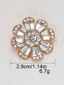 3 piezas Botones metálicos con flores y rhinestones, en tono plateado/dorado, botones decorativos de cristal para abrigos, blazers, vestidos de boda, accesorios de costura - Multicolor - Ver 8