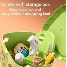Children's Pretend Play Toy Set, Realistic Role Play Toy Set, Realistic Medical / Makeup / Kitchen Storage Cart Portable Storage Design, Children's Multi-Functional Pretend Play Toy, Medical / Beauty Theme Transformable Trolley Case Role Play Set - Multicolor - View 9