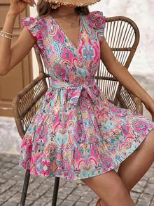 Vestido estampado elegante y romántico de moda casual para mujer en primavera/verano - Rosa - Ver 7